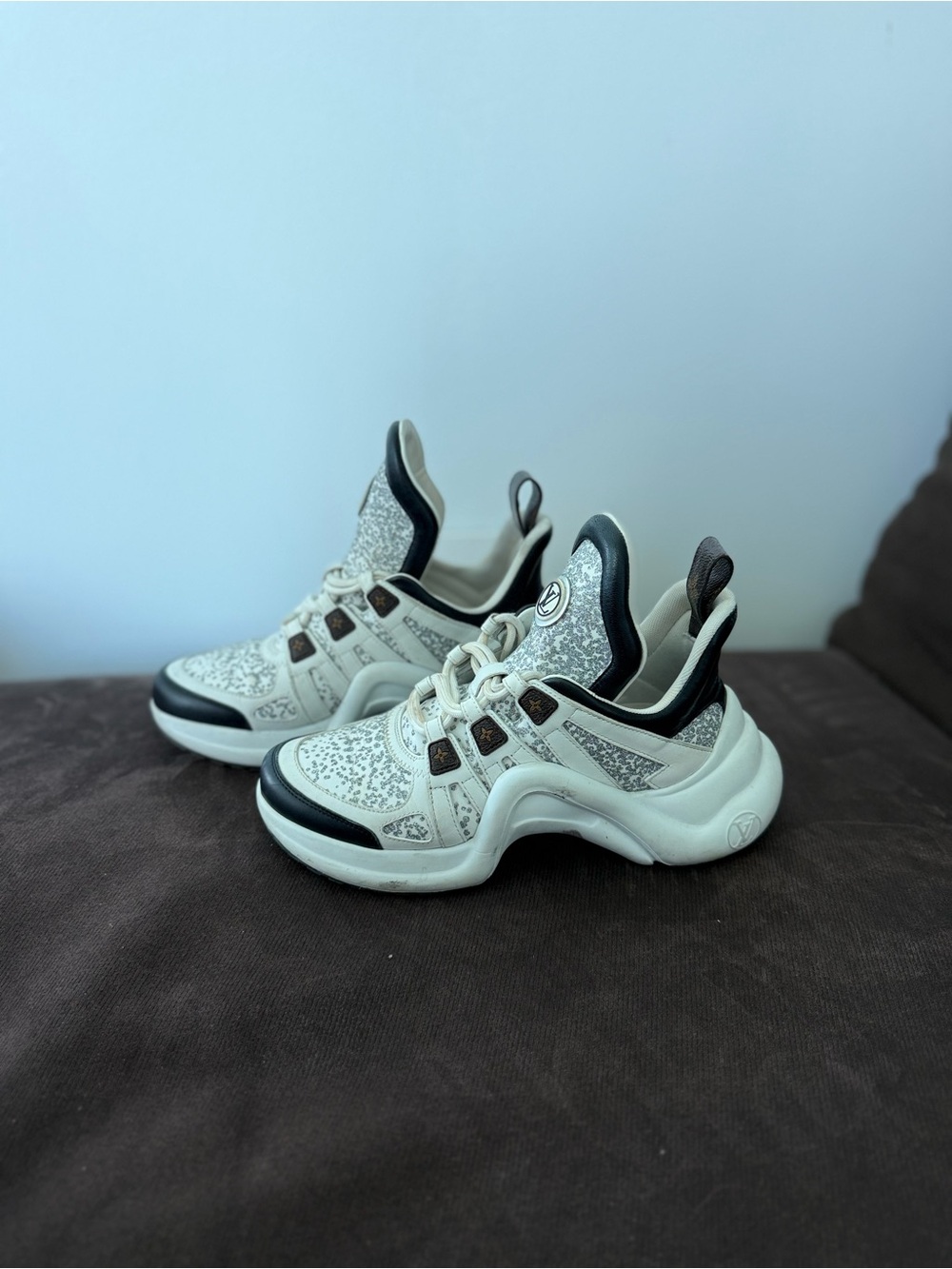 Louis Vuitton Kids Chunky Sneakers in White and Black